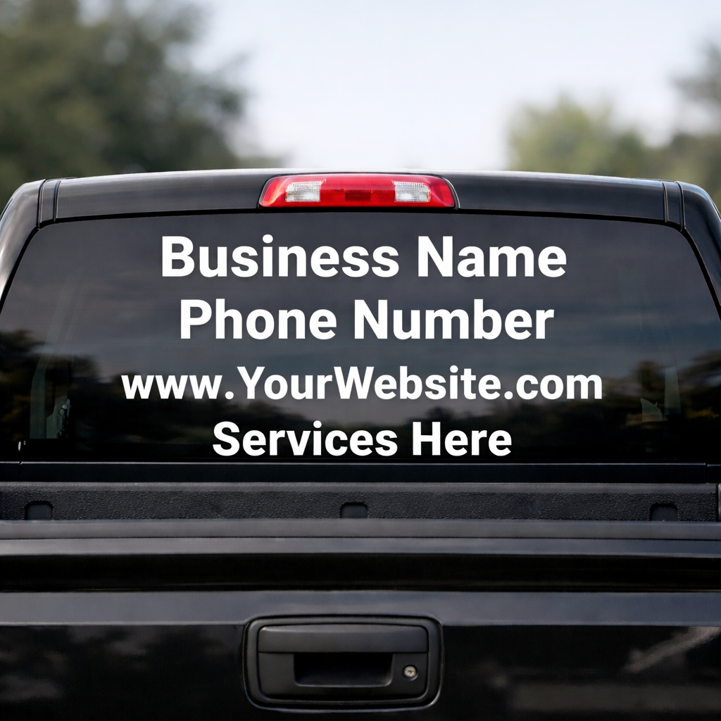 Custom Rear Window Business Vinyl Lettering for Trucks
