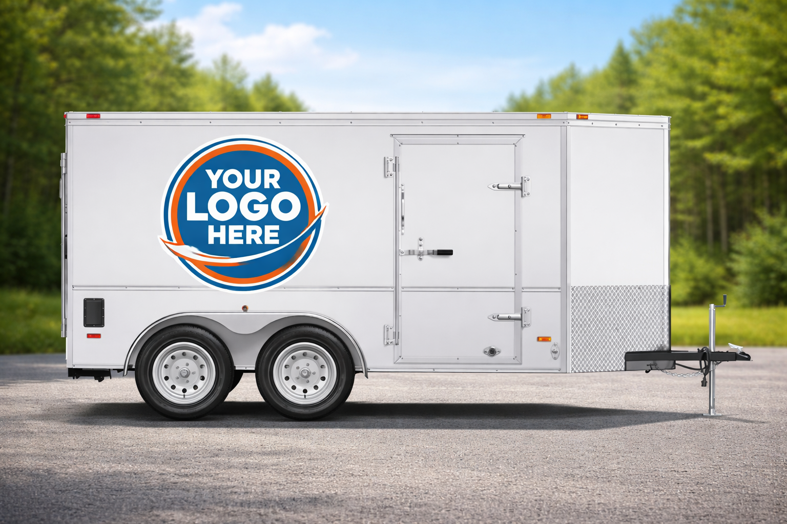 Custom Business logo decals for enclosed trailer