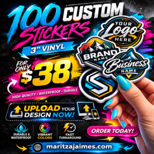 100 3" Custom Waterproof Vinyl Stickers