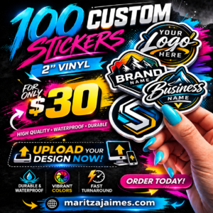 100 2" Custom Waterproof Vinyl Stickers