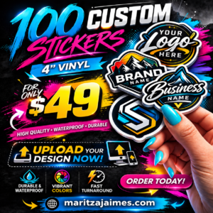 100 4" Custom Waterproof Vinyl Stickers